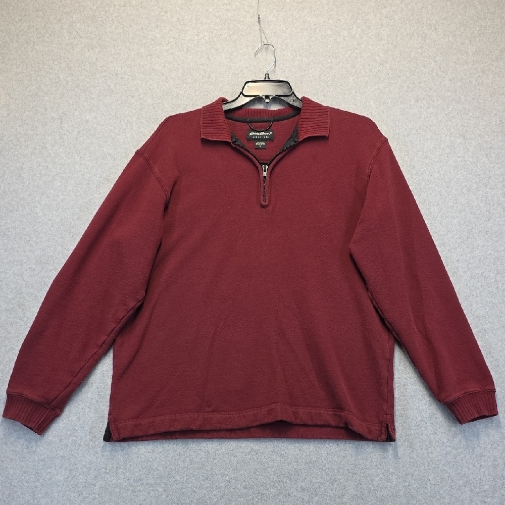 Eddie Bauer Men’s Quarter Zip Pullover Burgundy Red Size L